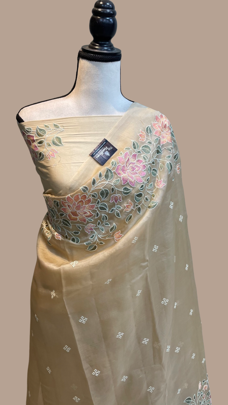 Pure organza Chikankari Handloom Banarasi Saree - The Handlooms