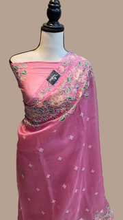 Pure organza Chikankari Handloom Banarasi Saree - The Handlooms