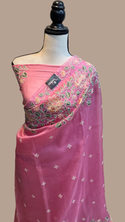 Pure organza Chikankari Handloom Banarasi Saree - The Handlooms