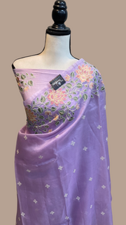 Pure organza Chikankari Handloom Banarasi Saree - The Handlooms