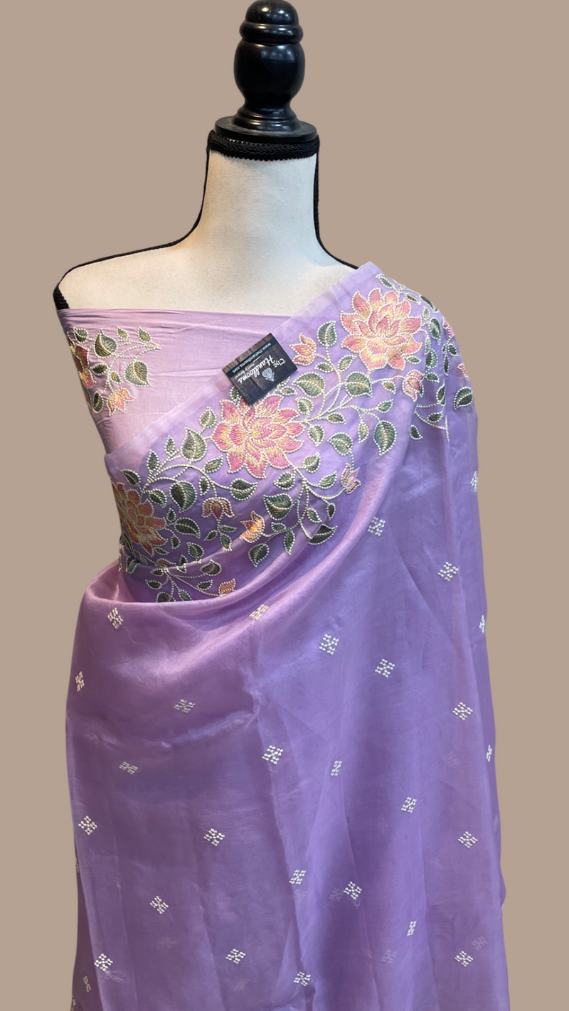 Pure organza Chikankari Handloom Banarasi Saree - The Handlooms