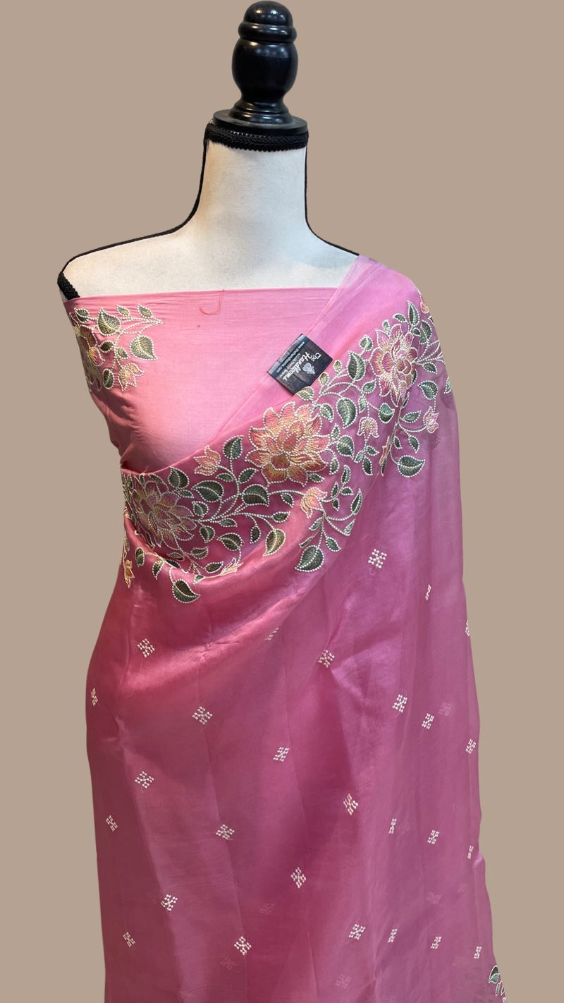 Pure organza Chikankari Handloom Banarasi Saree - The Handlooms
