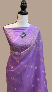 Pure organza Chikankari Handloom Banarasi Saree - The Handlooms