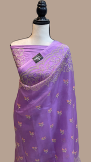Pure organza Chikankari Handloom Banarasi Saree - The Handlooms