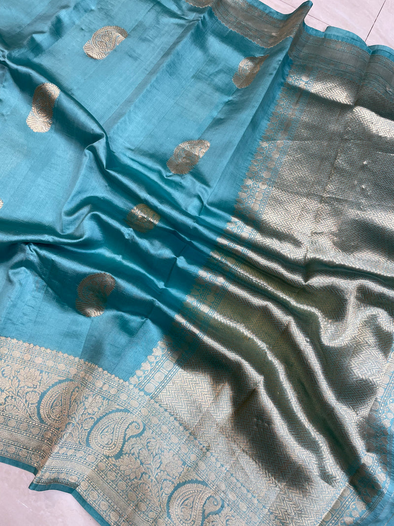 Pure Katan Silk Banarasi Handloom Saree - All over Kadua motifs - The Handlooms