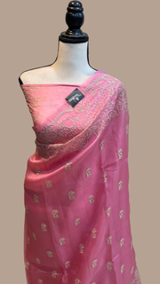 Pure organza Chikankari Handloom Banarasi Saree - The Handlooms