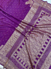 Pure Khaddi Crepe Georgette Banarasi Saree -  Antique zari - The Handlooms