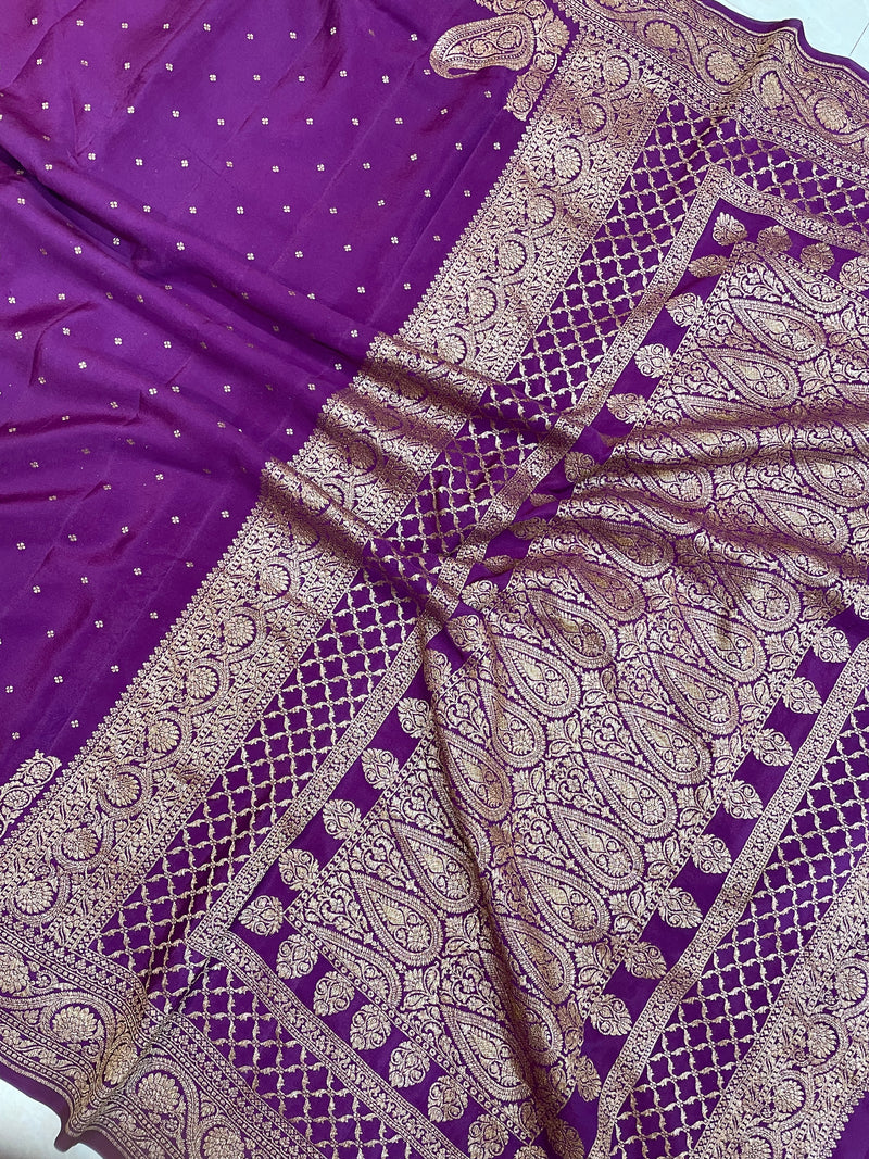 Pure Khaddi Crepe Georgette Banarasi Saree -  Antique zari - The Handlooms