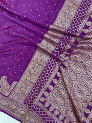 Pure Khaddi Crepe Georgette Banarasi Saree -  Antique zari - The Handlooms