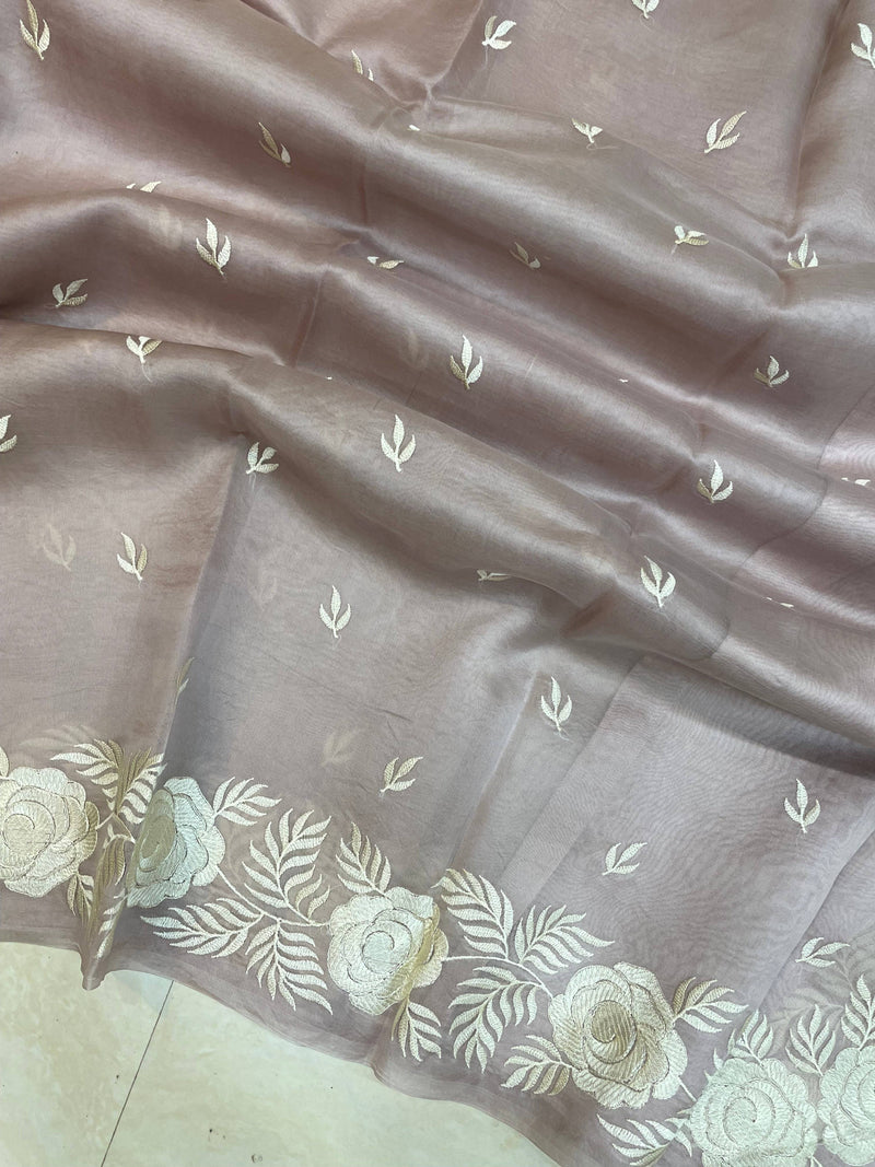 Pure organza Chikankari Handloom Banarasi Saree - The Handlooms