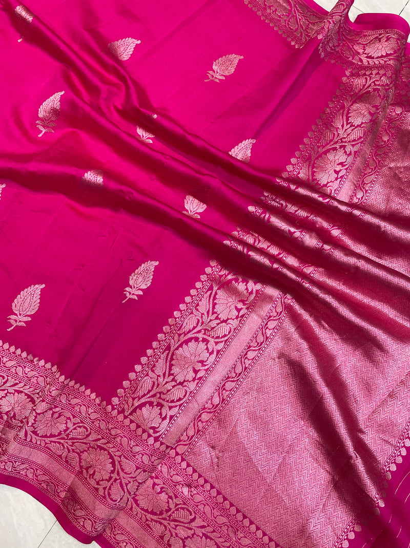 Pure Chiniya Silk Handloom Banarasi Saree - All over kadua motifs - The Handlooms
