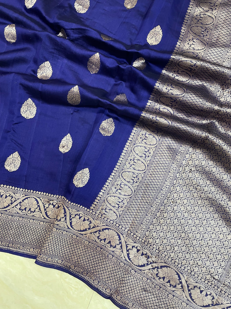 Pure Chiniya Silk Handloom Banarasi Saree - All over kadua motifs - The Handlooms