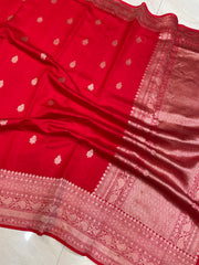 Pure Chiniya Silk Handloom Banarasi Saree - All over kadua motifs - The Handlooms