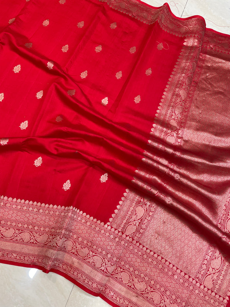 Pure Chiniya Silk Handloom Banarasi Saree - All over kadua motifs - The Handlooms