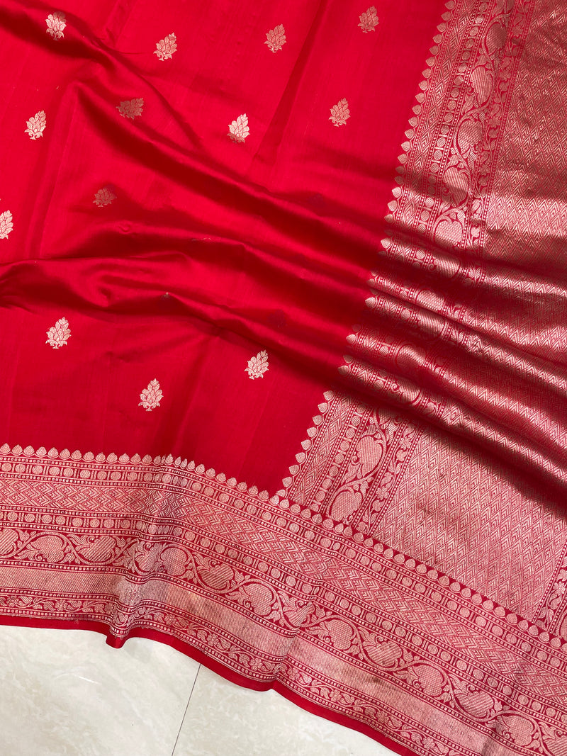 Pure Chiniya Silk Handloom Banarasi Saree - All over kadua motifs - The Handlooms