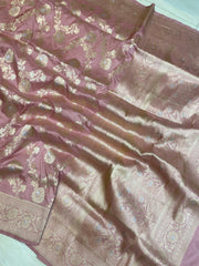 Pure Katan Silk Banarasi Handloom Saree - All over Sona Roopa Jaal Work - The Handlooms
