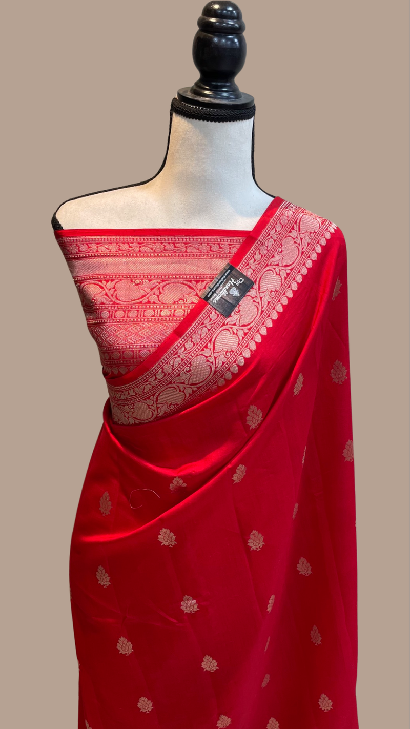 Pure Chiniya Silk Handloom Banarasi Saree - All over kadua motifs - The Handlooms