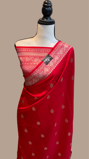 Pure Chiniya Silk Handloom Banarasi Saree - All over kadua motifs - The Handlooms