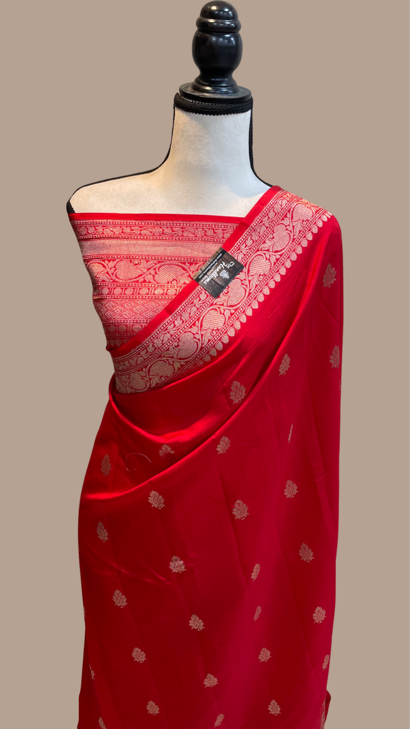 Pure Chiniya Silk Handloom Banarasi Saree - All over kadua motifs - The Handlooms