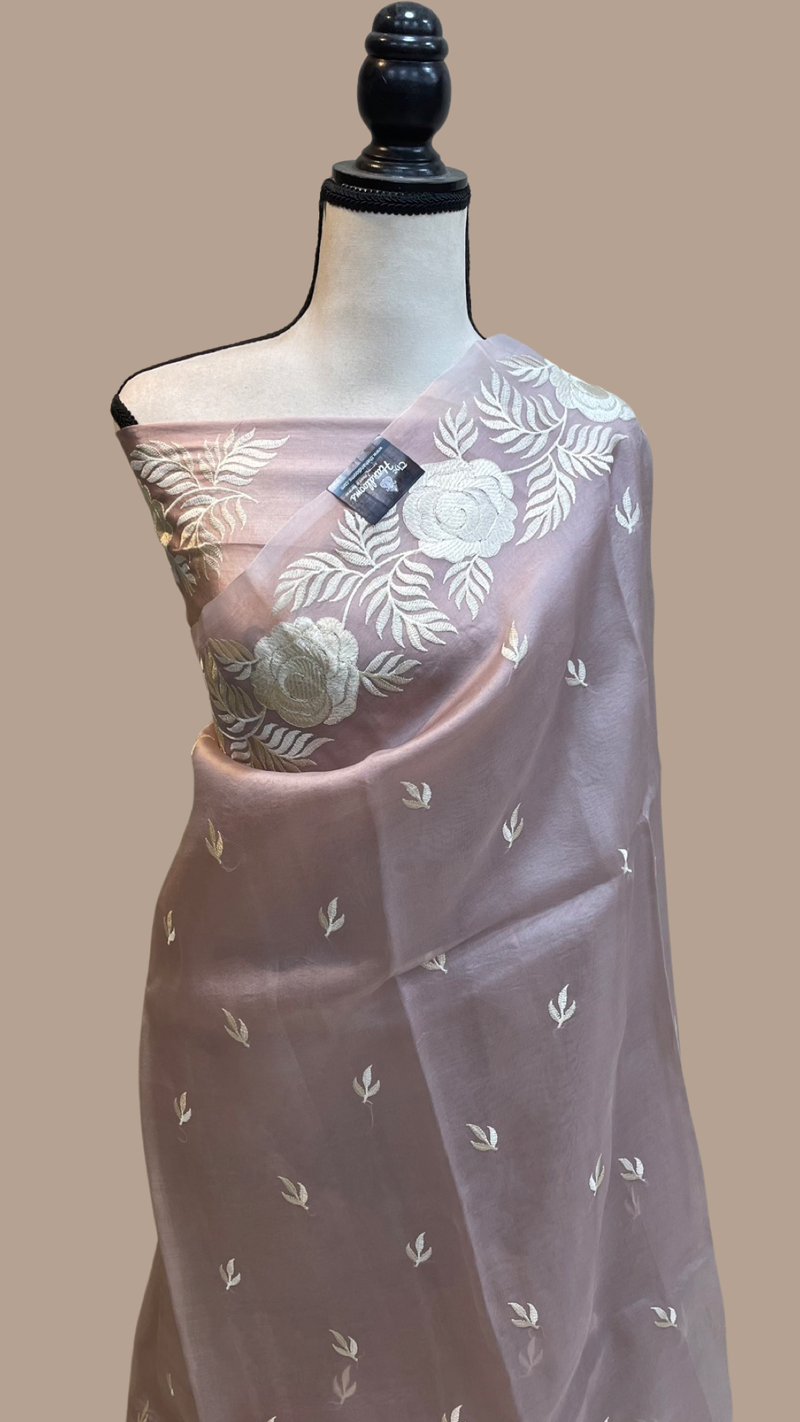 Pure organza Chikankari Handloom Banarasi Saree - The Handlooms