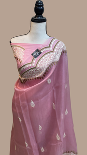 Pure organza Chikankari Handloom Banarasi Saree - The Handlooms