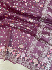 Pure Organza Chikankari Handloom Banarasi Saree - The Handlooms