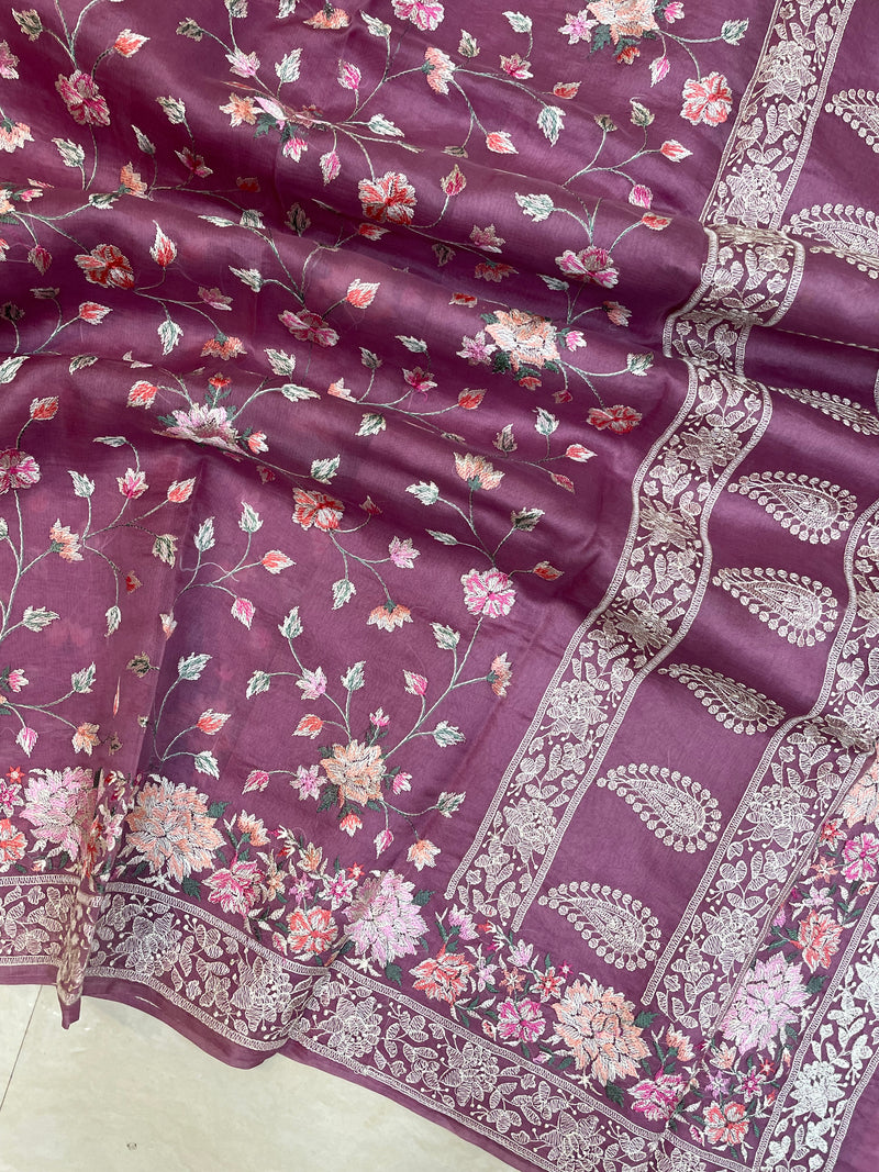 Pure Organza Chikankari Handloom Banarasi Saree - The Handlooms