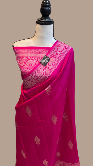 Pure Chiniya Silk Handloom Banarasi Saree - All over kadua motifs - The Handlooms