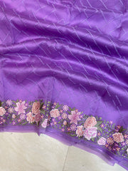 Pure Organza Chikankari Handloom Banarasi Saree - The Handlooms