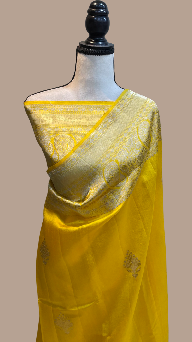 Pure Katan Silk Banarasi Handloom Saree - All over Kadua motifs - The Handlooms