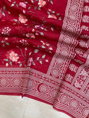 Pure Organza Chikankari Handloom Banarasi Saree - The Handlooms