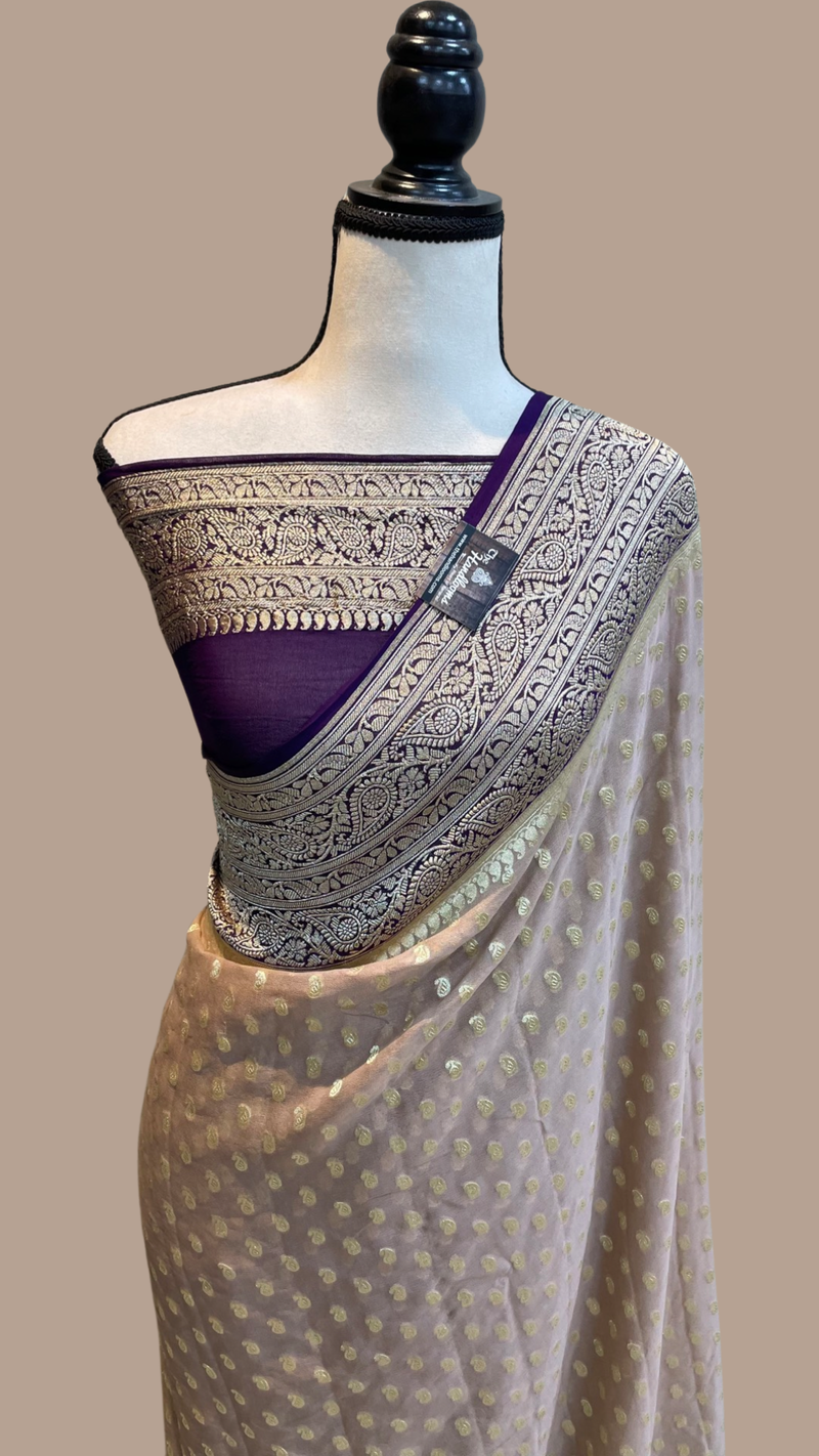 Khaddi Georgette Handloom Banarasi Saree - The Handlooms
