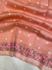 Pure Organza Chikankari Handloom Banarasi Saree - The Handlooms