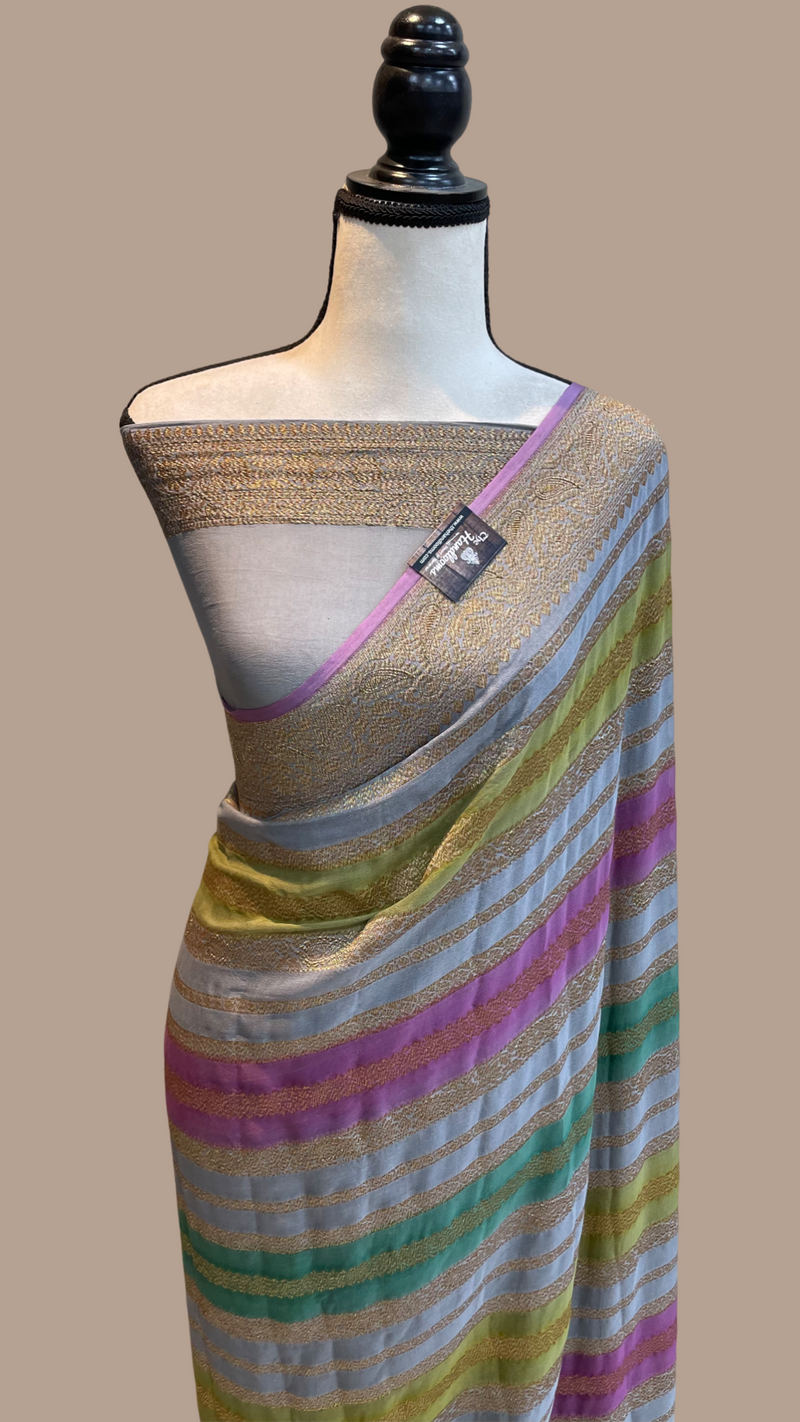 Khaddi Georgette Banarasi Saree -  Antique zari - The Handlooms