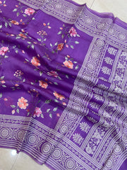 Pure Organza Chikankari Handloom Banarasi Saree - The Handlooms
