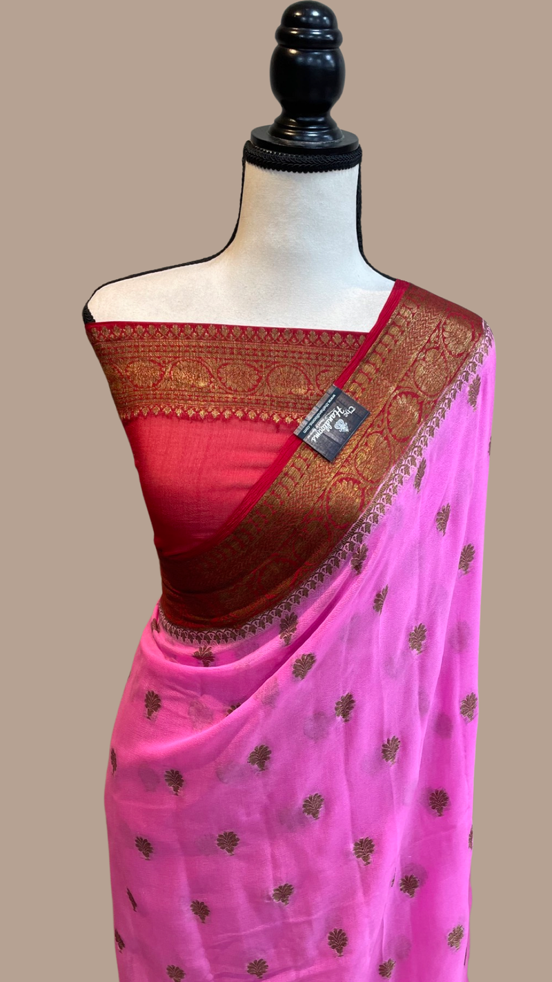 Pure Chiffon Khaddi Banarasi Saree - The Handlooms