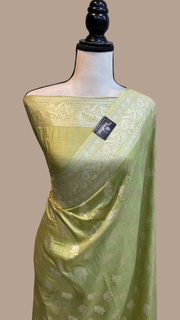 Moonga Georgette Handloom Banarasi Saree - The Handlooms