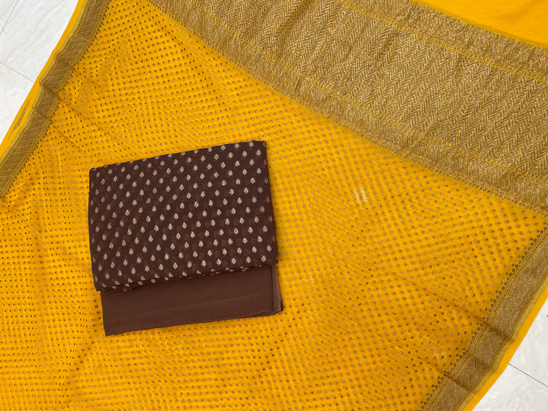 Khaddi Georgette Banarasi Dress material - Antique Zari - The Handlooms