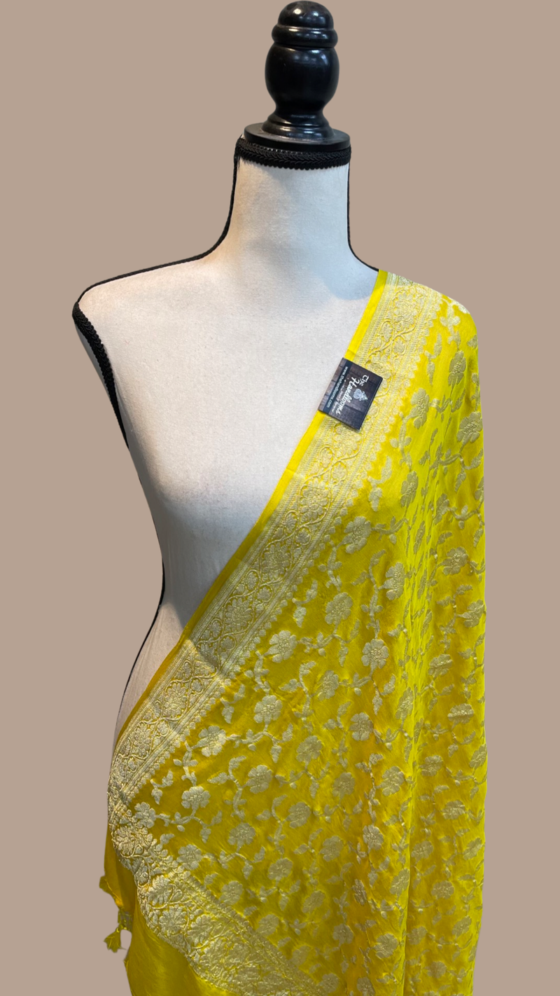 Pure Khaddi Georgette Dupatta - water zari - The Handlooms
