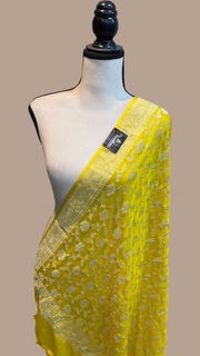 Pure Khaddi Georgette Dupatta - water zari - The Handlooms