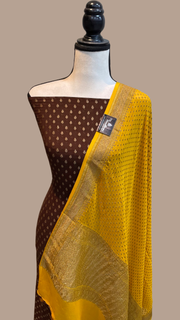 Khaddi Georgette Banarasi Dress material - Antique Zari - The Handlooms