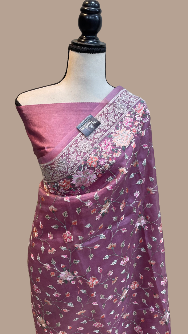 Pure Organza Chikankari Handloom Banarasi Saree - The Handlooms