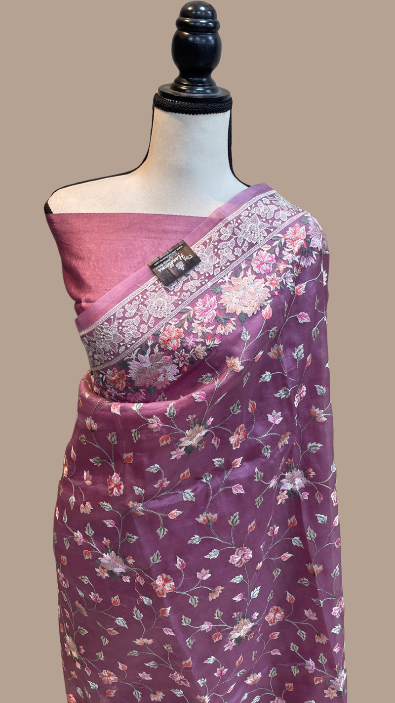 Pure Organza Chikankari Handloom Banarasi Saree - The Handlooms