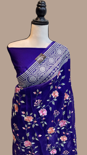 Pure Organza Chikankari Handloom Banarasi Saree - The Handlooms