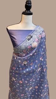Pure Organza Chikankari Handloom Banarasi Saree - The Handlooms