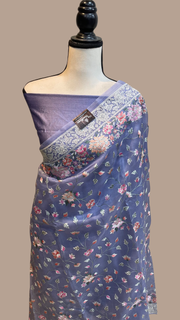 Pure Organza Chikankari Handloom Banarasi Saree - The Handlooms