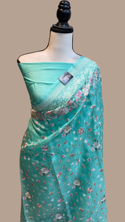Pure Organza Chikankari Handloom Banarasi Saree - The Handlooms