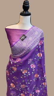 Pure Organza Chikankari Handloom Banarasi Saree - The Handlooms