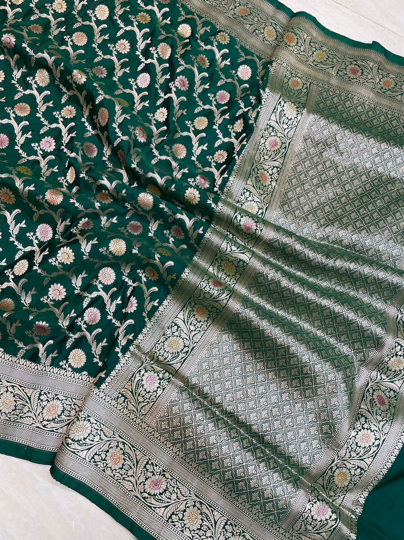 Pure Katan Silk Banarasi Handloom Saree - All Over Jaal Work - The Handlooms