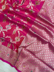 Pure Katan Silk Banarasi Handloom Saree - All Over Jaal Work - The Handlooms